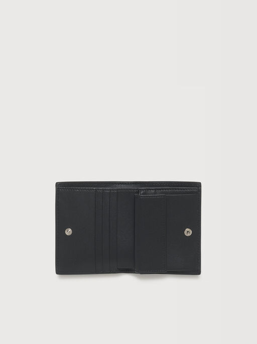 Black leather bifold wallet with Marni Mending embroidery - Wallets