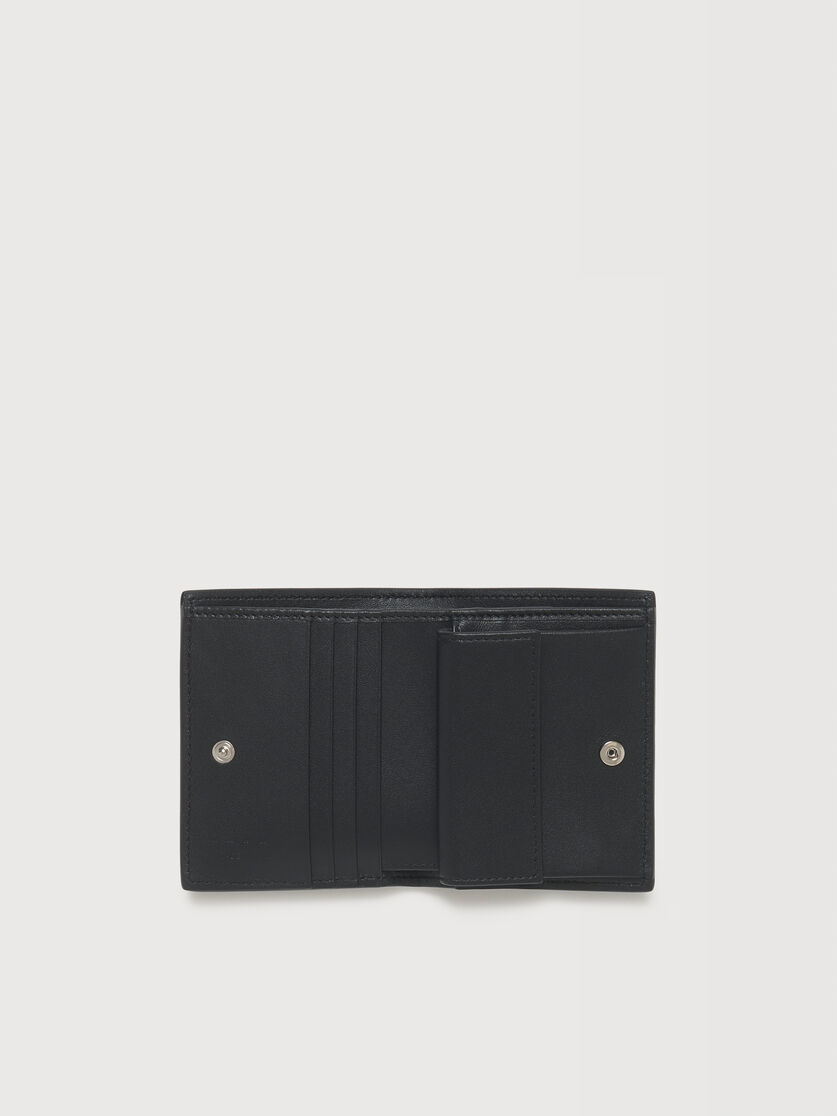 Black leather bifold wallet with Marni Mending embroidery, Image 2