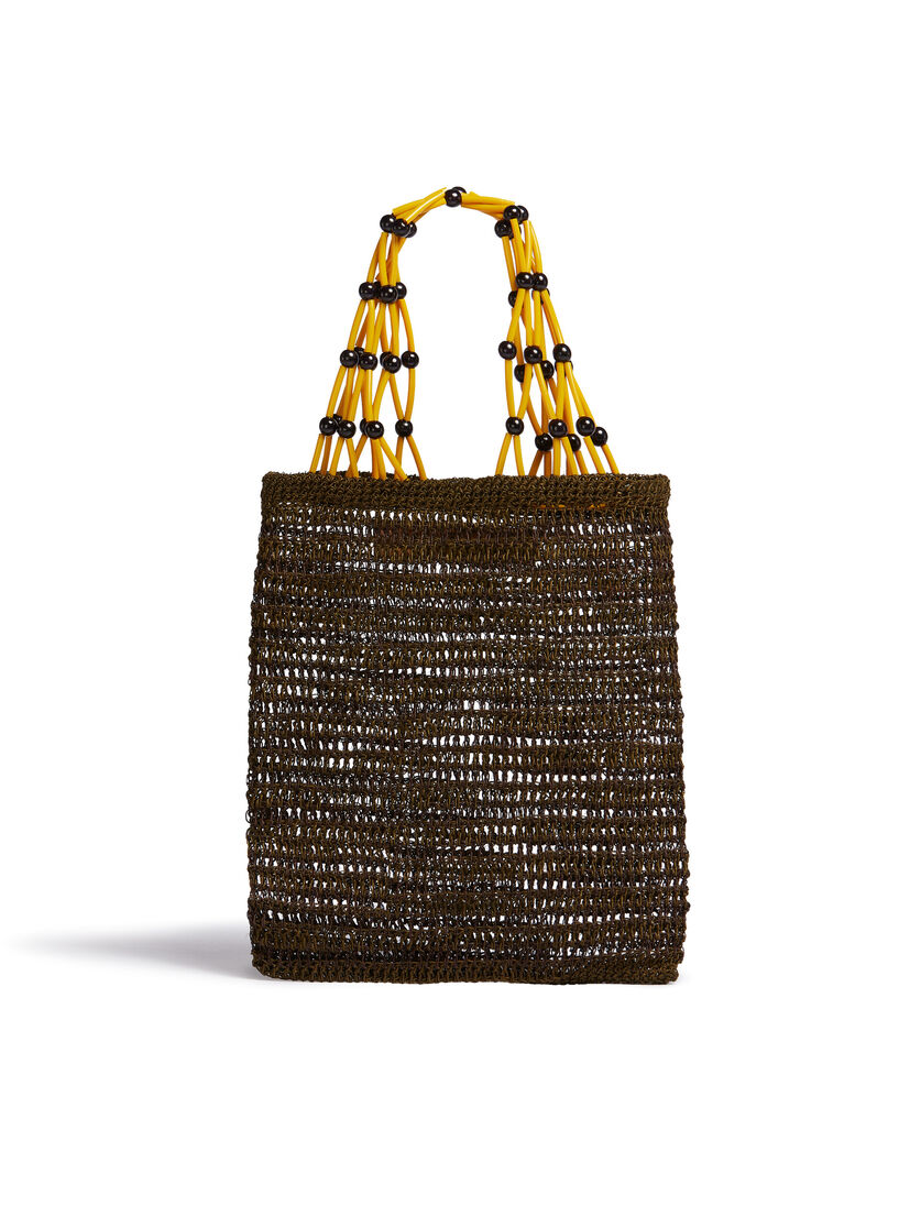 Brown MARNI MARKET FIQUE natural fibre net shopper - Shopping Bags - Image 3