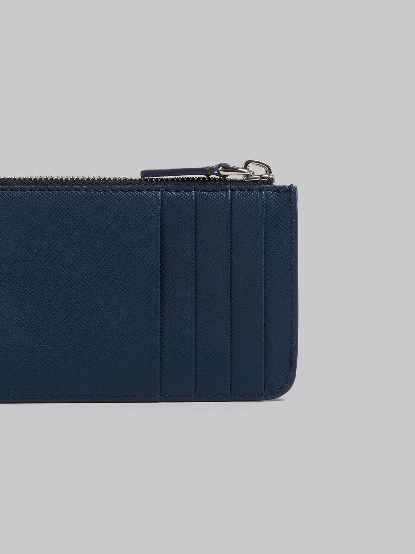 クリーム ディープブルー サフィアーノレザー製 カードホルダー、ファスナー式ポケット - 財布 - Image 4