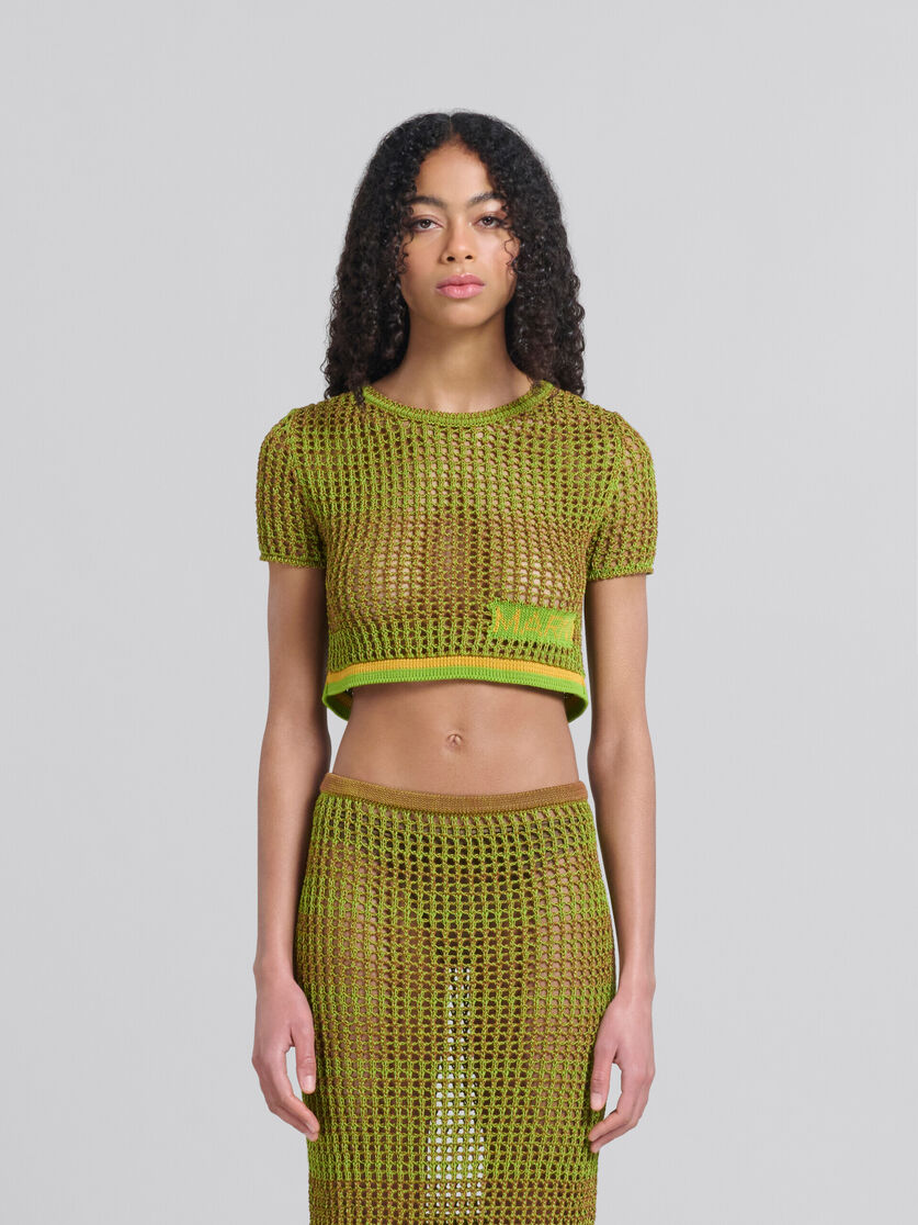 Green organic cotton net T-shirt | Marni