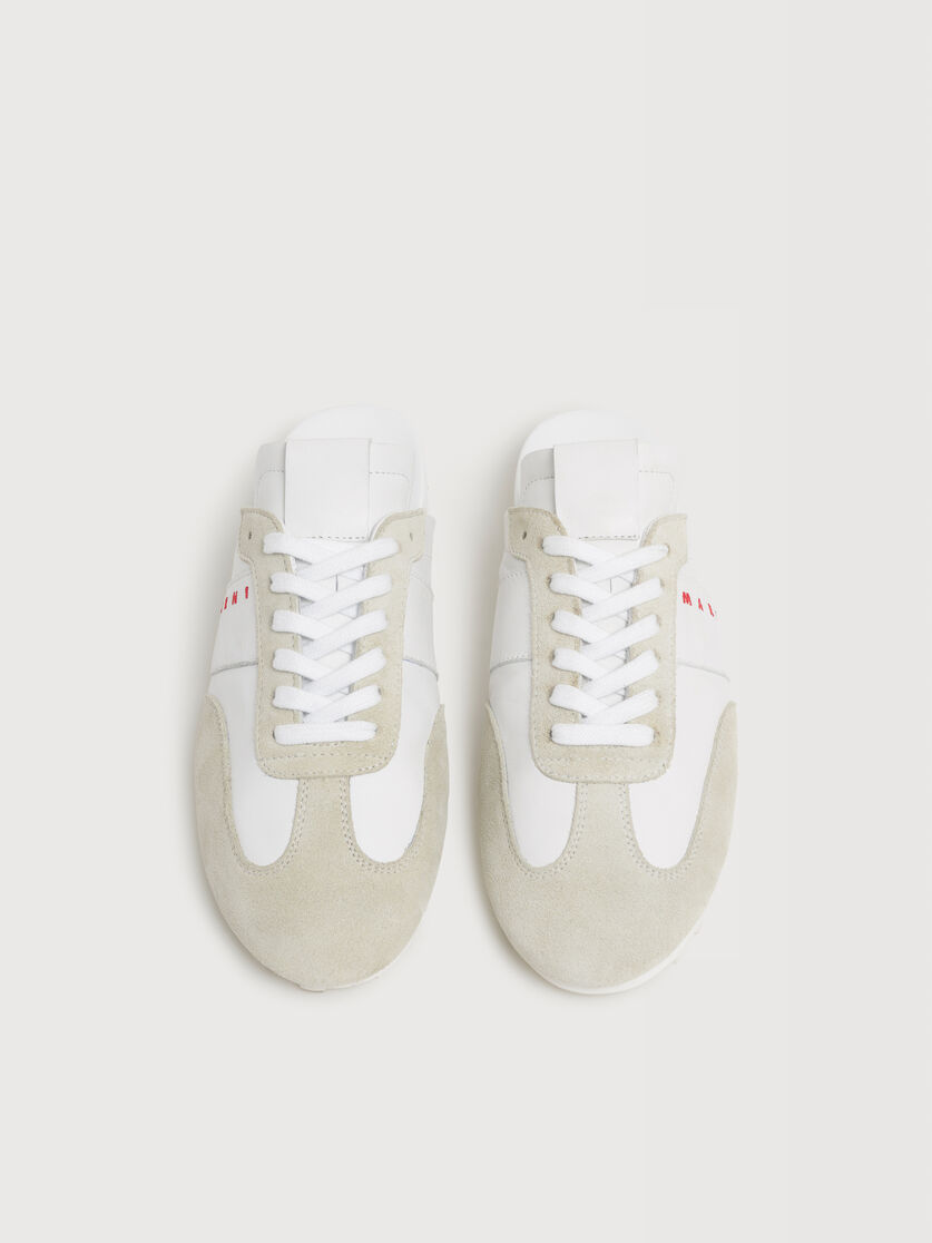 White nappa leather and suede Softy Soccer slip-on sneaker, Image 4