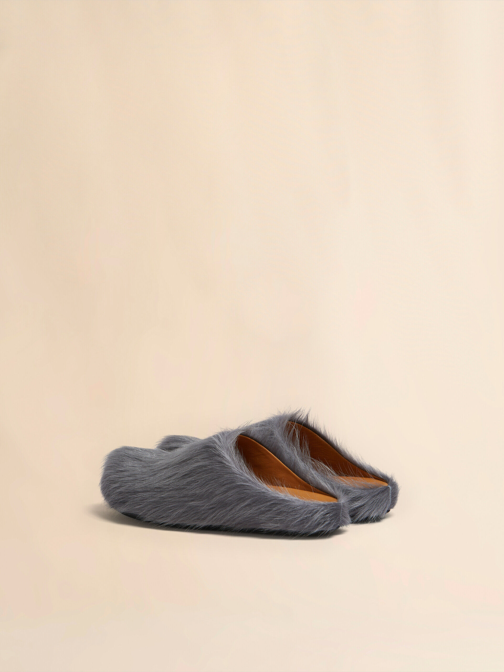 Grey long-hair calfskin Fussbett sabot | Marni