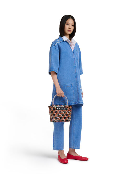 ブラック MARNI MARKET RIBBON BASKET - ショッピングバッグ