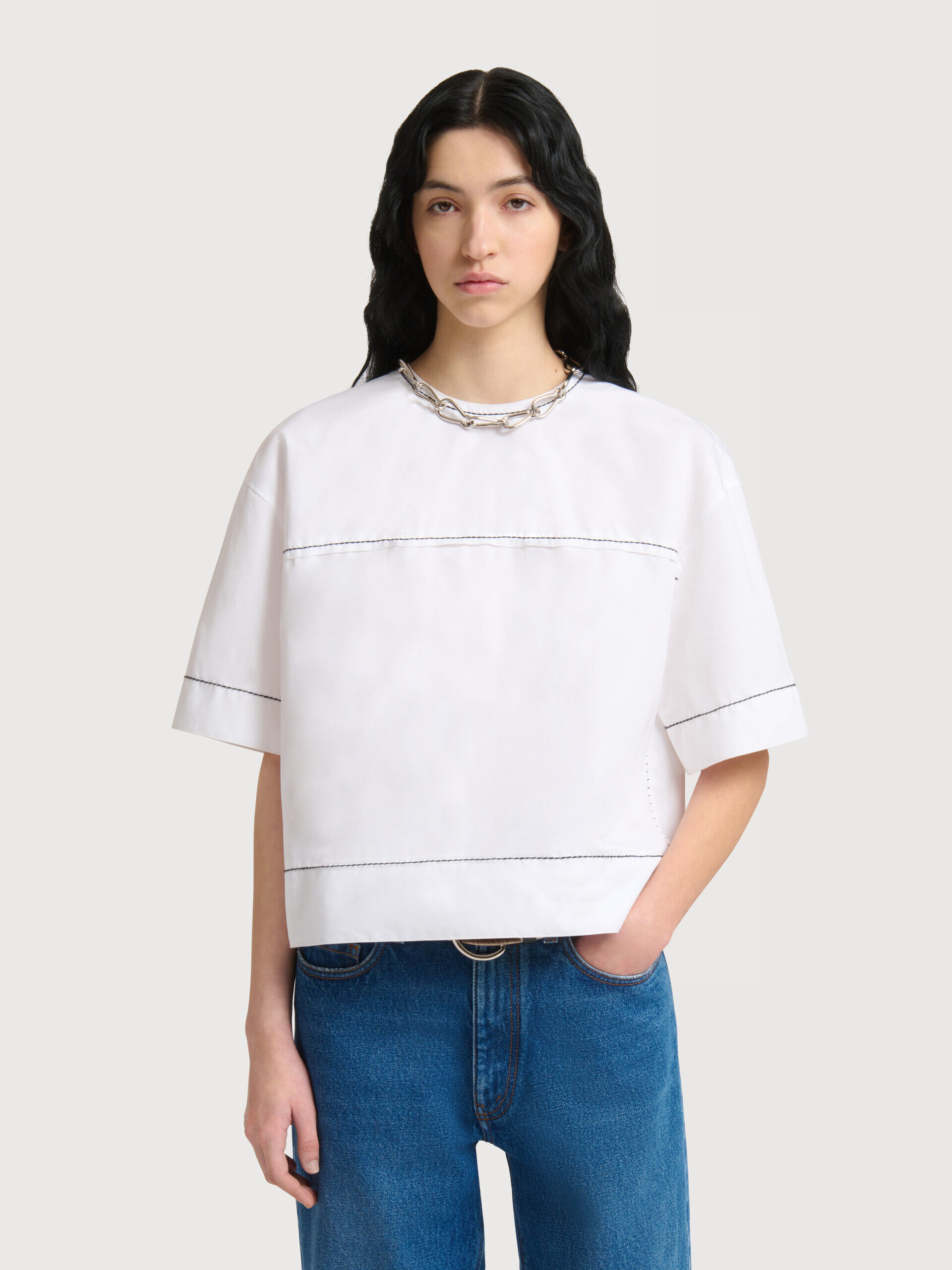 ホワイト ポプリン Tシャツ エクスポーズドシーム | Marni