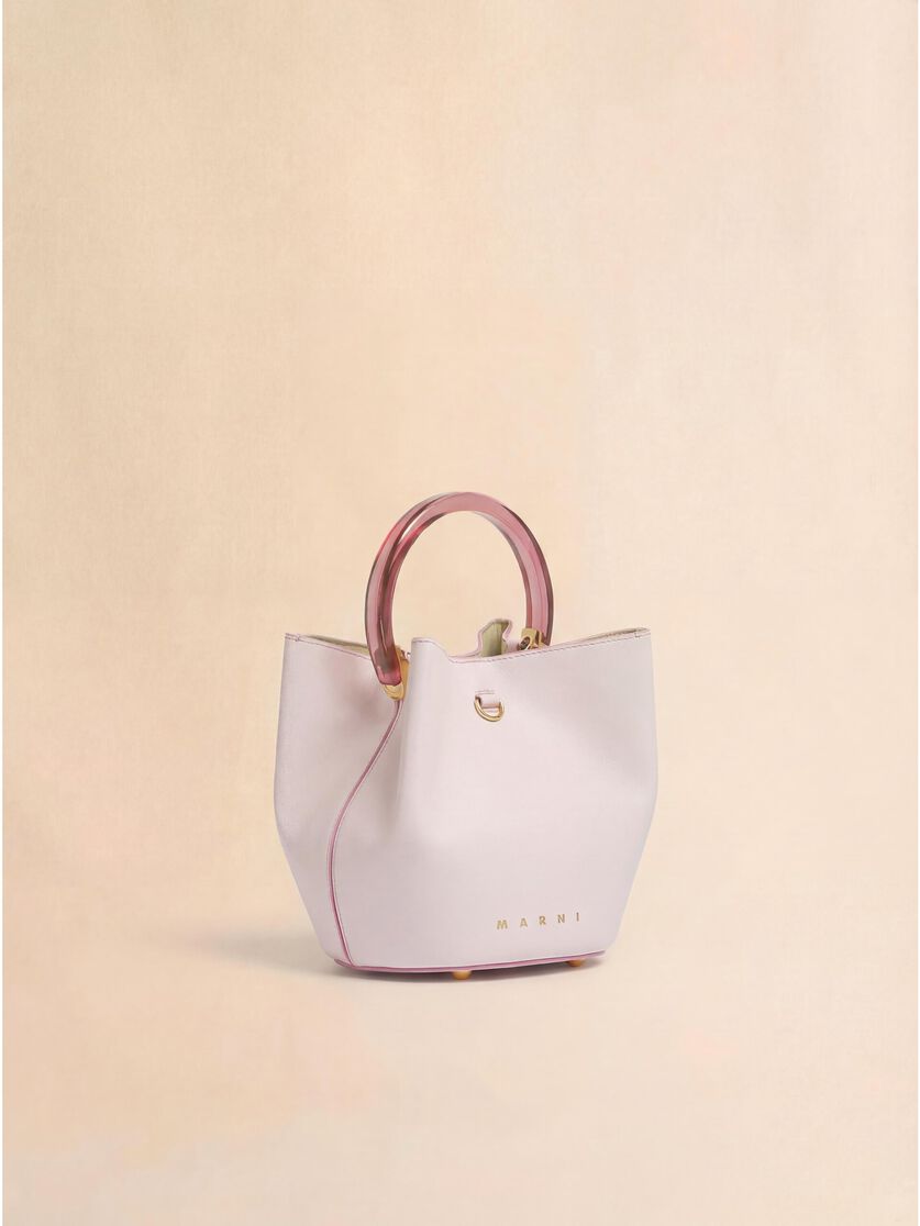 Pink leather Pannier bucket bag, Image 3