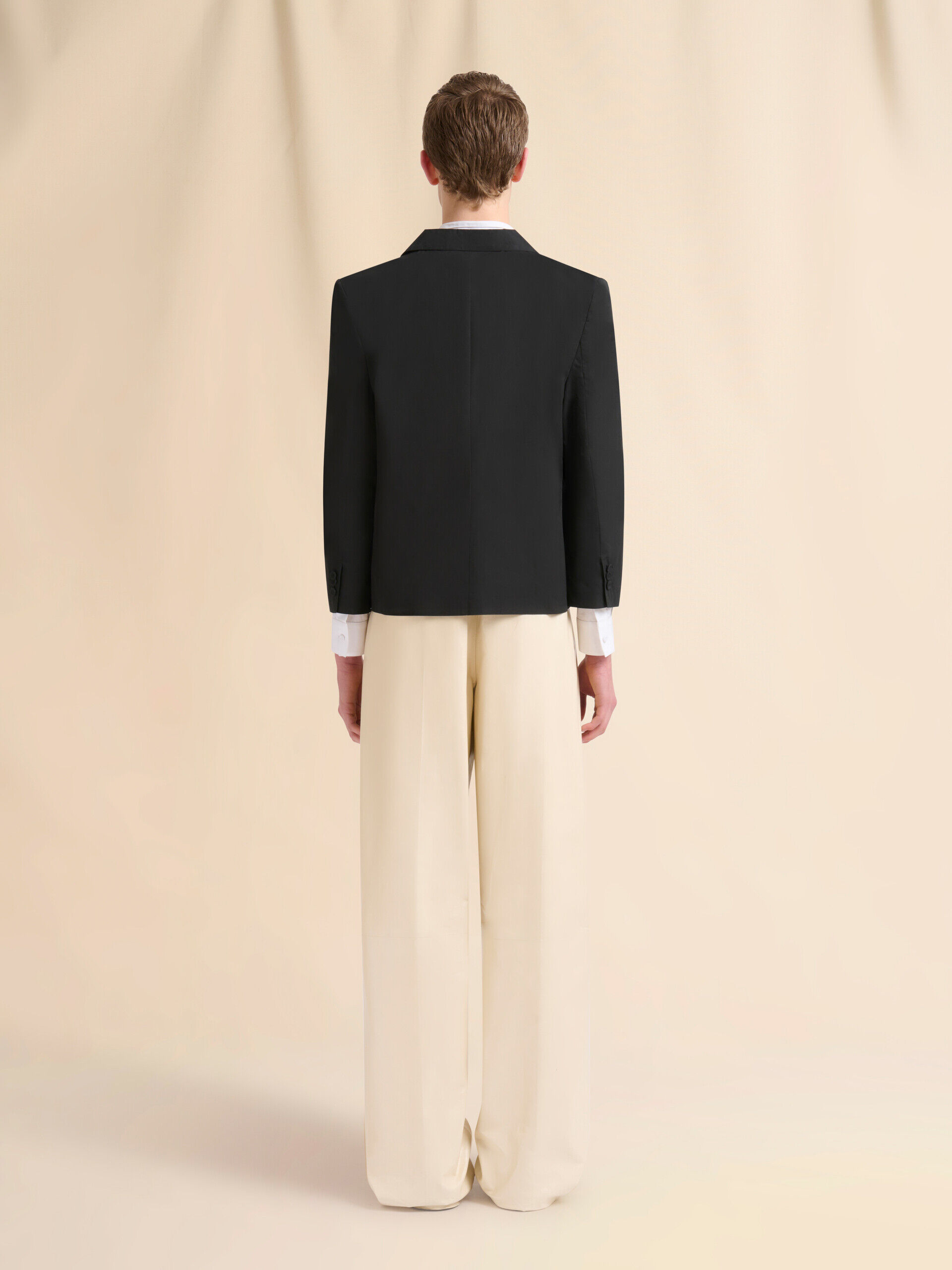 Black poplin single-breasted boxy jacket | Marni