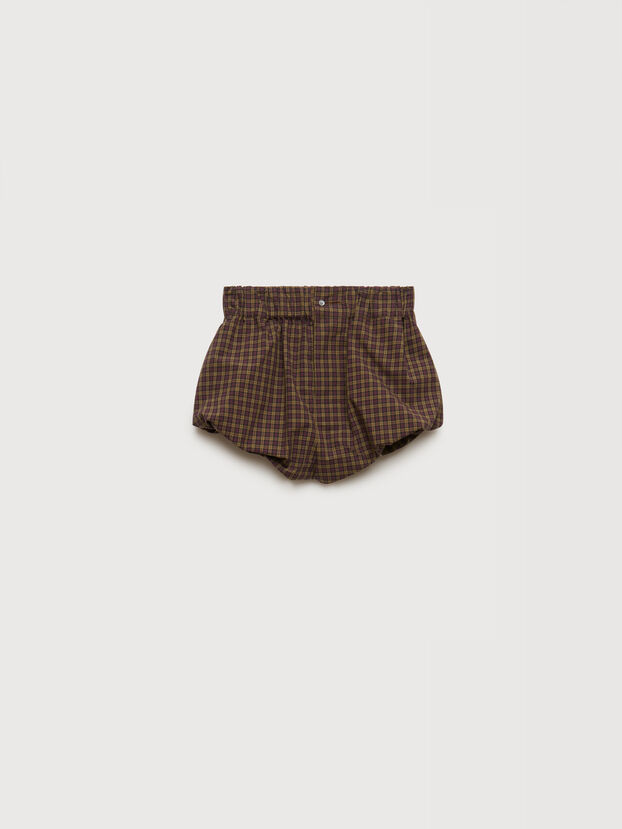 Purple poplin bloomers with checked pattern - Pants