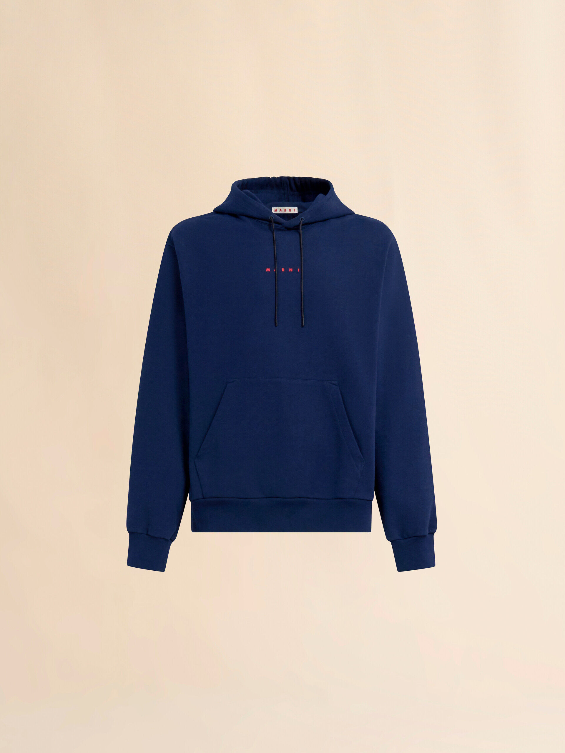 【MARNI】ロゴプリント オーガニックコットンフーディー ブルー ミニ Marniプリント オーガニックコットン製フーディー
