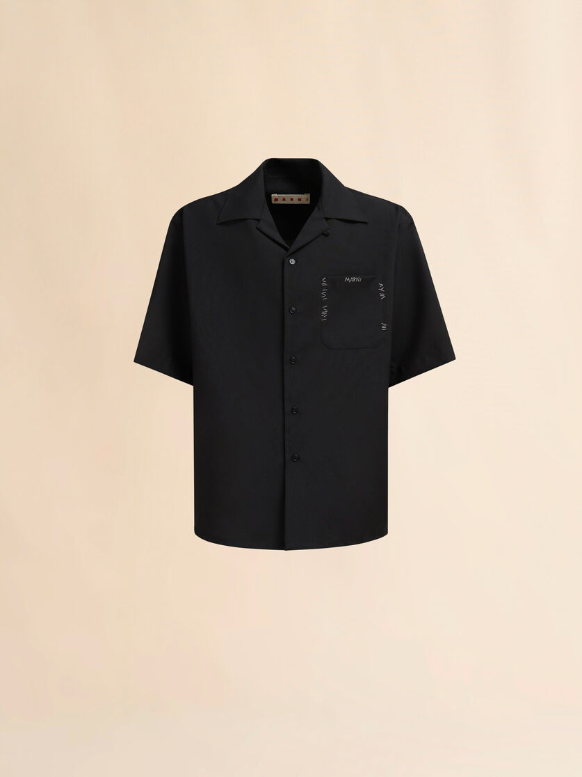 Deep blue tropical wool bowling shirt with Marni Mending - Shirts - Image 1