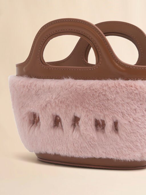 Tropicalia Mikro-Tasche aus Leder und Kunstfell in Rosa - Handtaschen