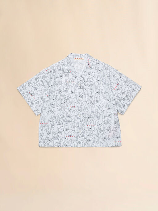 White poplin bowling shirt with Joy pattern - Shirts