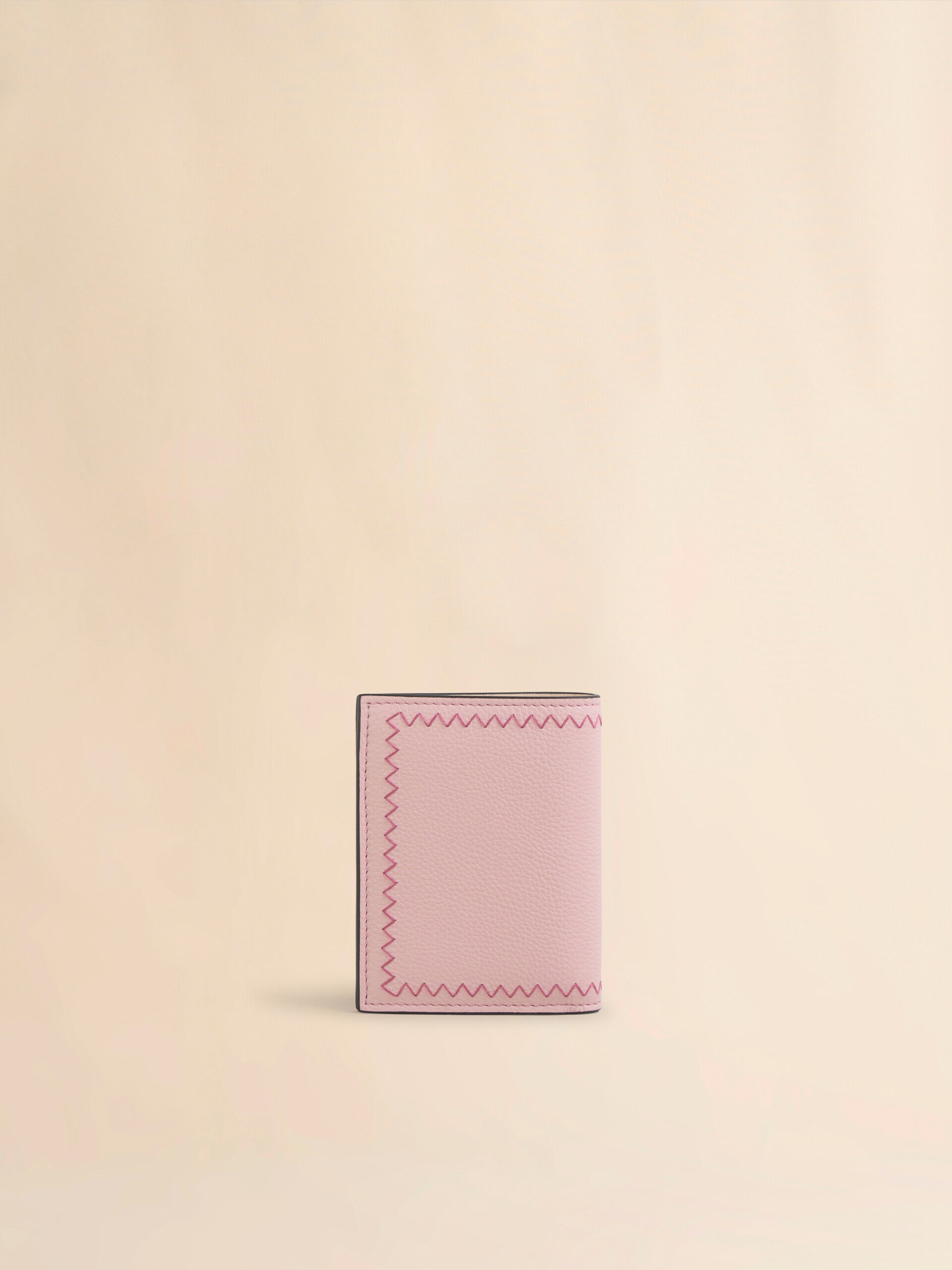 【MARNI】マルニメンディング刺繍二つ折りウォレット 関税送料込 ブラウン レザー製二つ折りウォレット、マルニメンディング刺繍