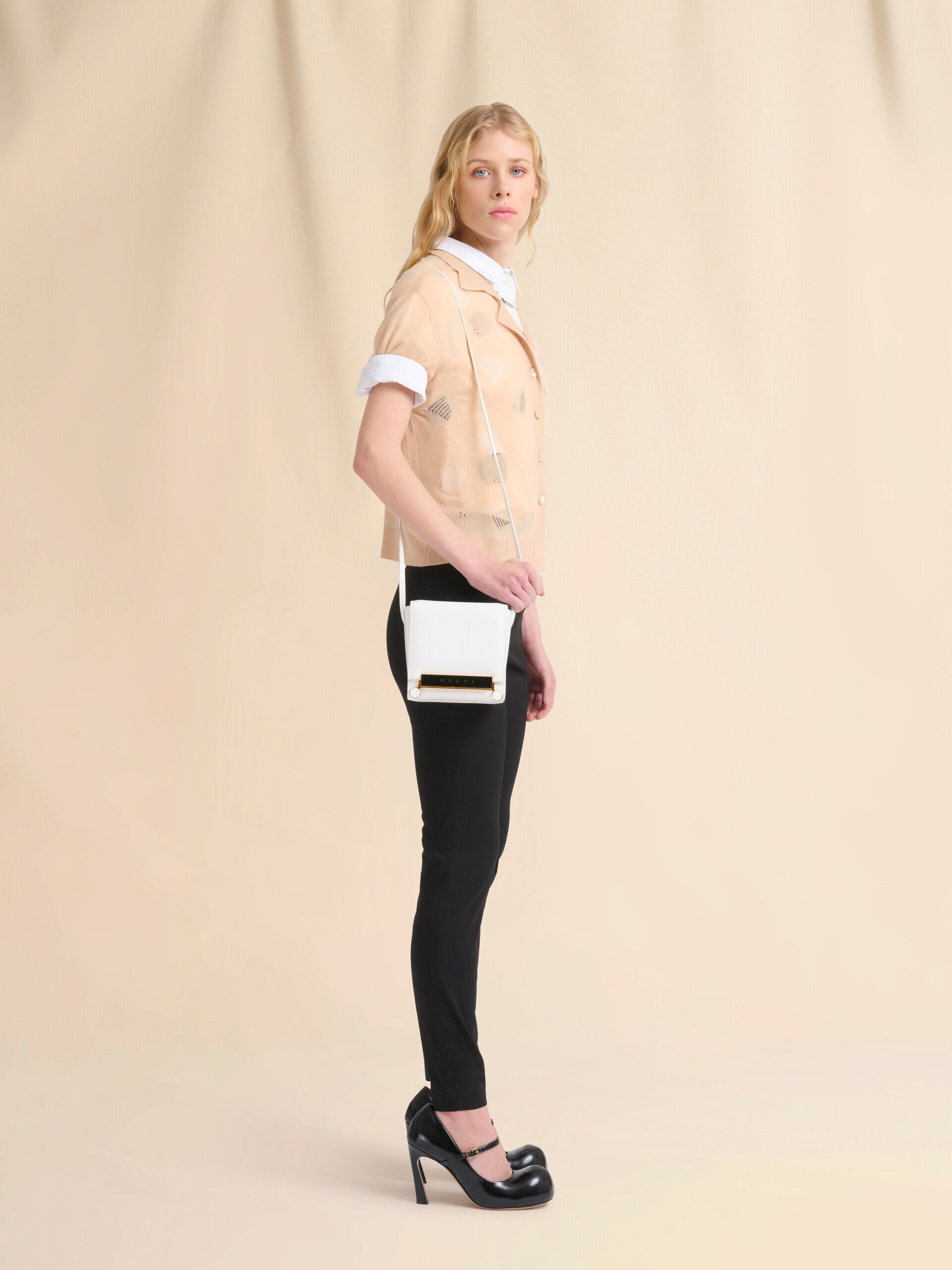 ショルダーバッグ・ポシェット Marni Small Shoulder Bag - Leather - White White leather Mini Riviera Bag | Marni