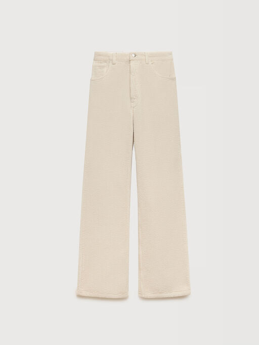 Cream corduroy flared trousers - Pants