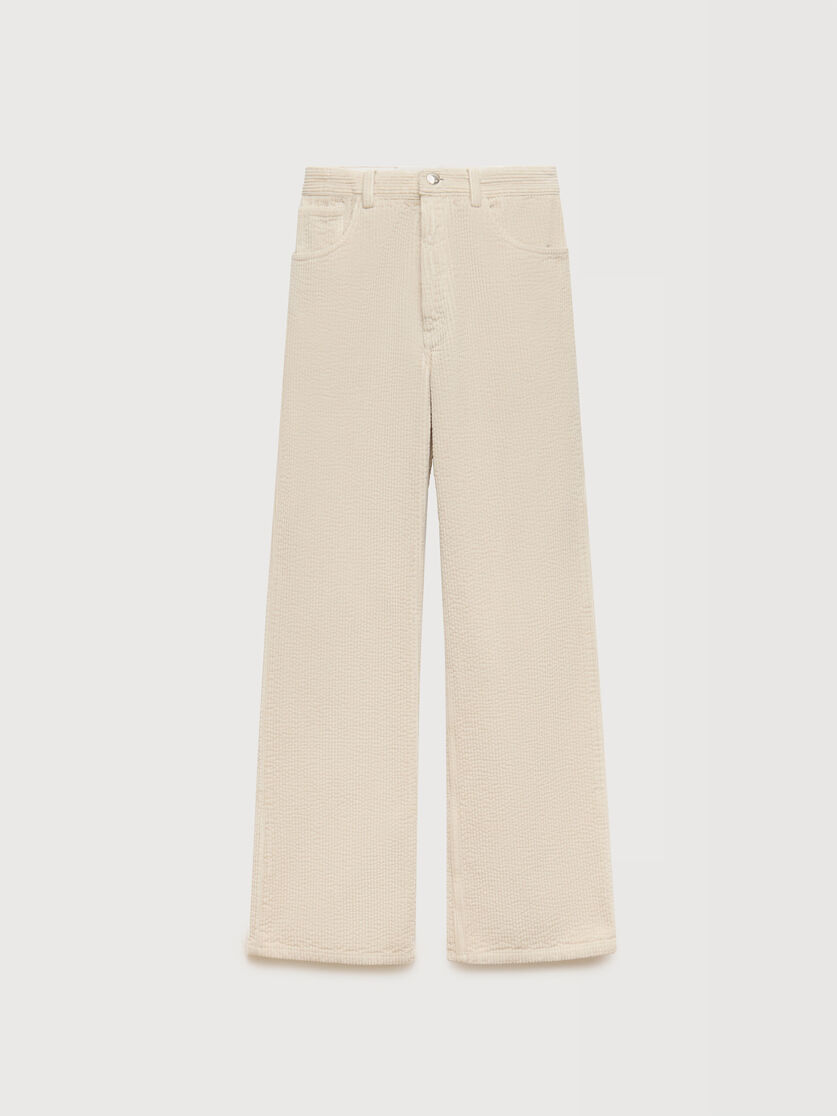 Cream corduroy flared trousers, Image 1
