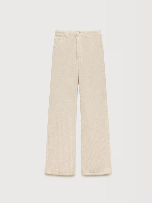 Cream corduroy flared trousers - Pants