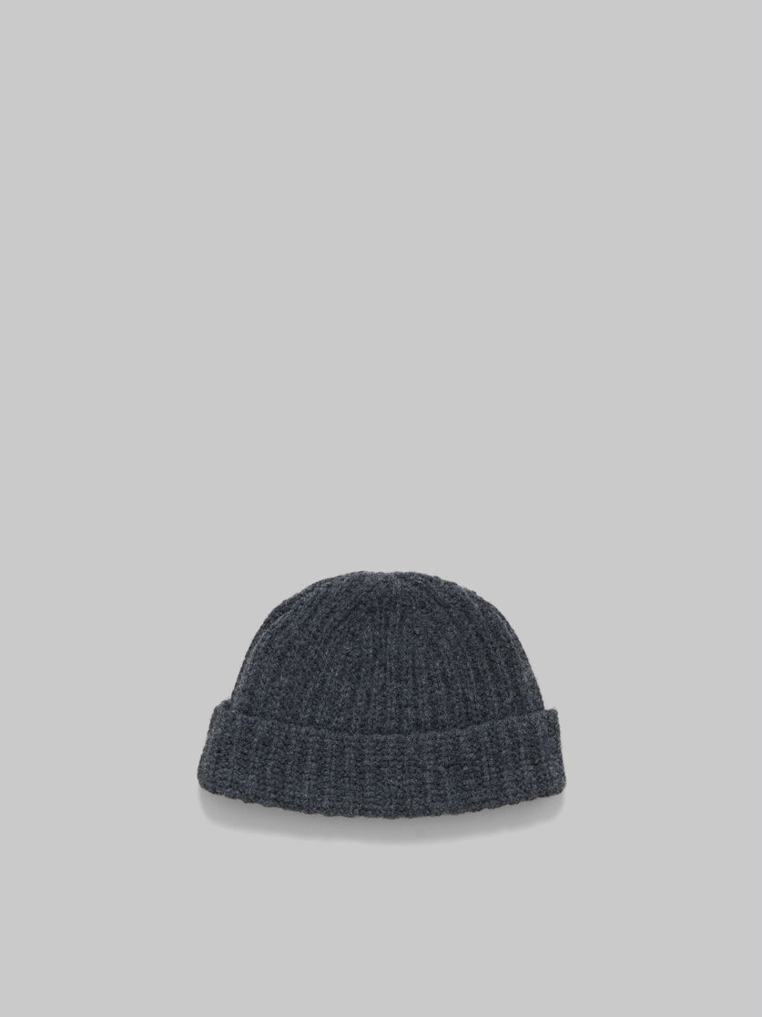 Grey Shetland wool beanie with Marni mending | Marni