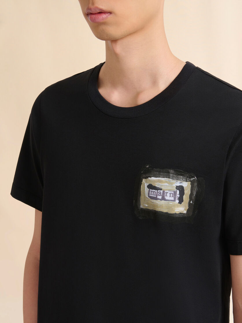 ブラック コットン製T-シャツ、スモールマルニコラージュプリント - シャツ - Image 4