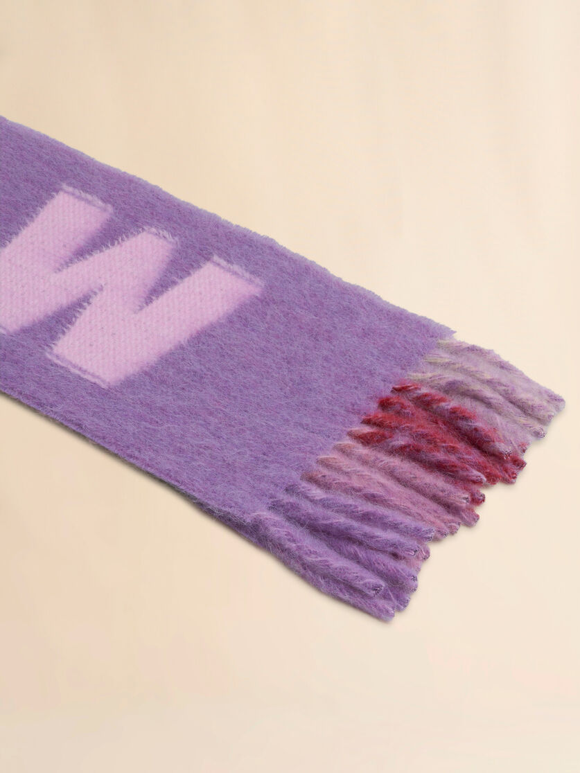 Light blue mohair and wool scarf with maxi logo - Scarves - Image 3