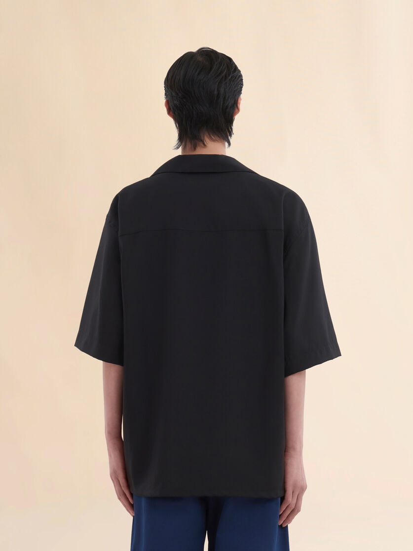 Deep blue tropical wool bowling shirt with Marni Mending - Shirts - Image 3