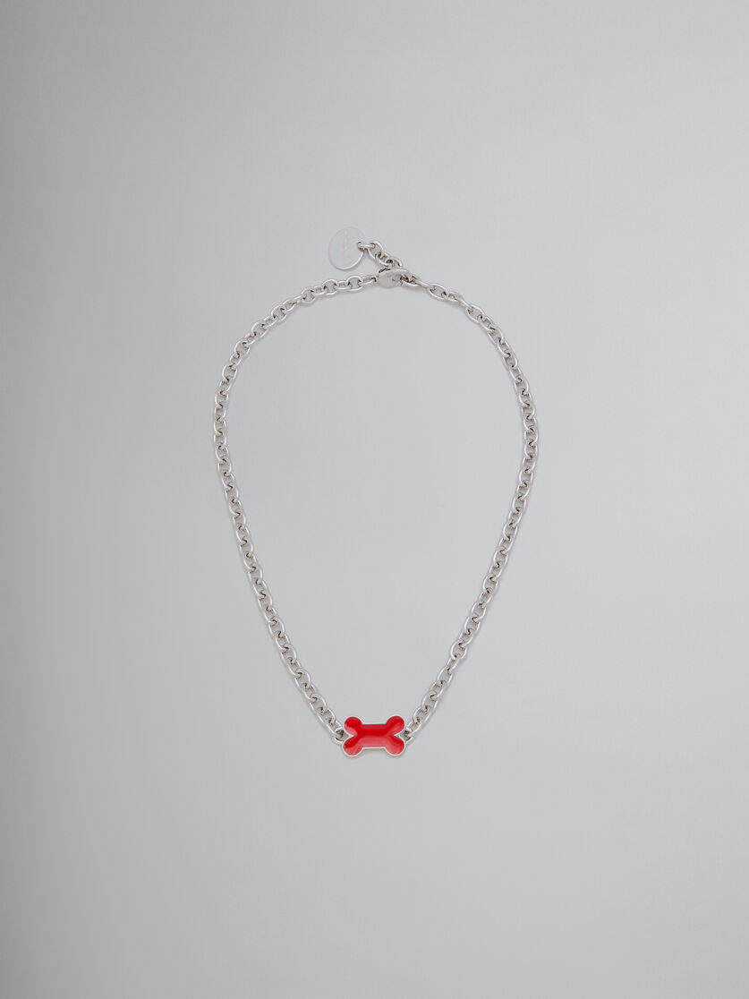 Collar de cadena con hueso esmaltado rojo - Collares - Image 1