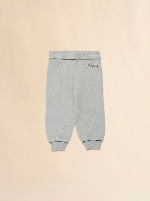 Gray cotton knit joggers with embroidered logo - Pants