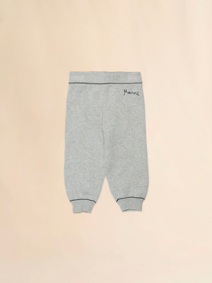 Gray cotton knit joggers with embroidered logo, Image 1