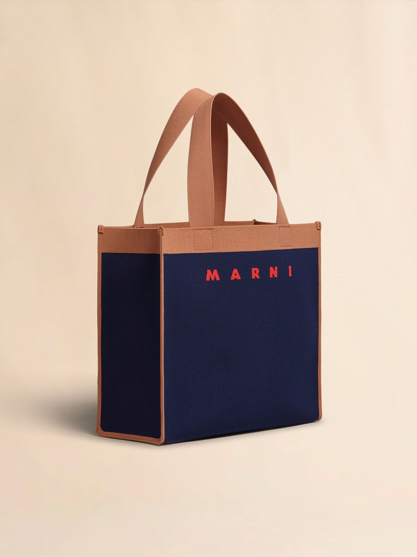 Blue and brown jacquard shopping bag - Shopping Bags - Image 5