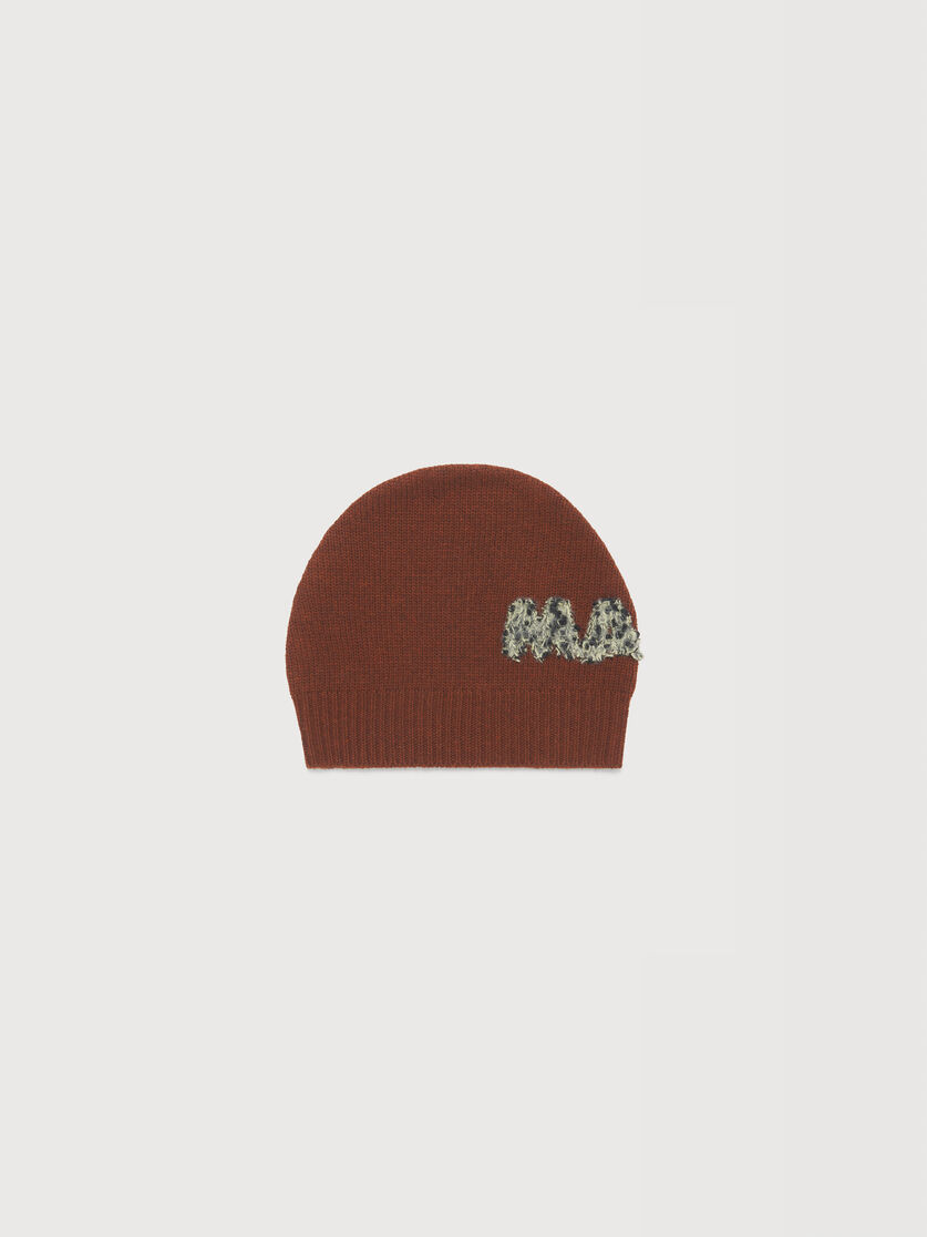 Brown wool beanie with Marni lettering, Image 1