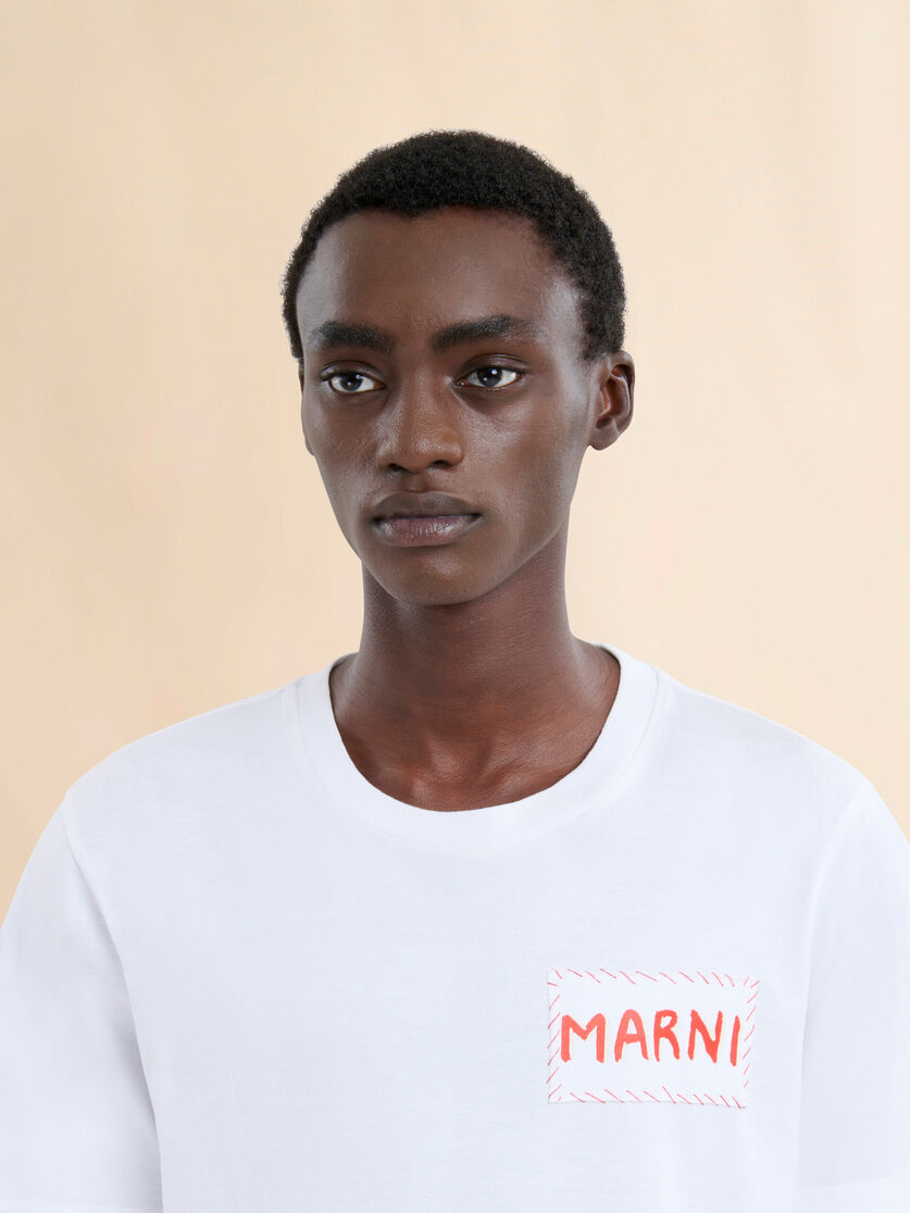 Green organic cotton T-shirt with Marni patch - Shirts - Image 4