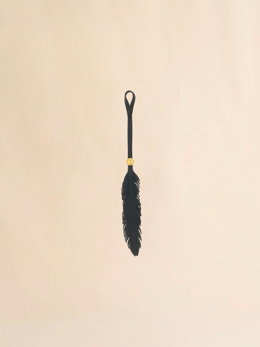 Black leather feather charm - Key Rings - Image 2