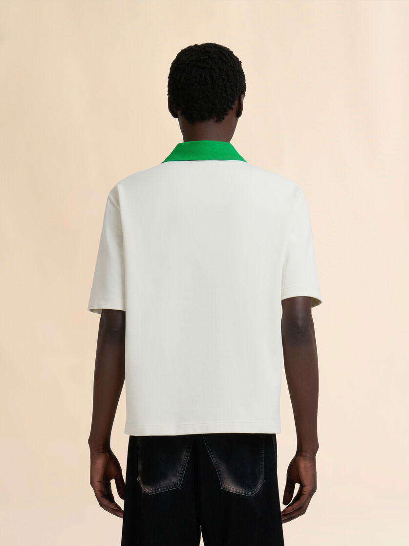 Light blue piqué polo shirt with contrast collar - Shirts - Image 3