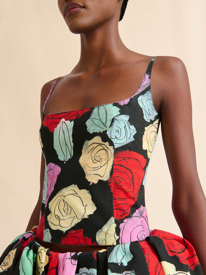 Black poplin sculpted top with Orion print - Shirts - Image 4