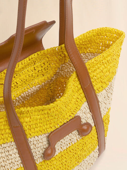 Small yellow stripe raffia-effect Trunkaroo beach bag - Shopping Bags