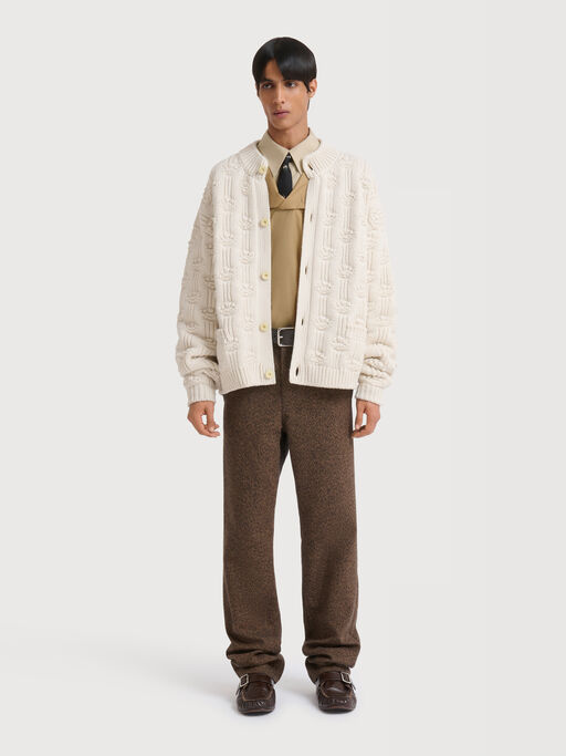 Pantal&oacute;n de lana y algod&oacute;n moulin&eacute; marr&oacute;n - Pantalones