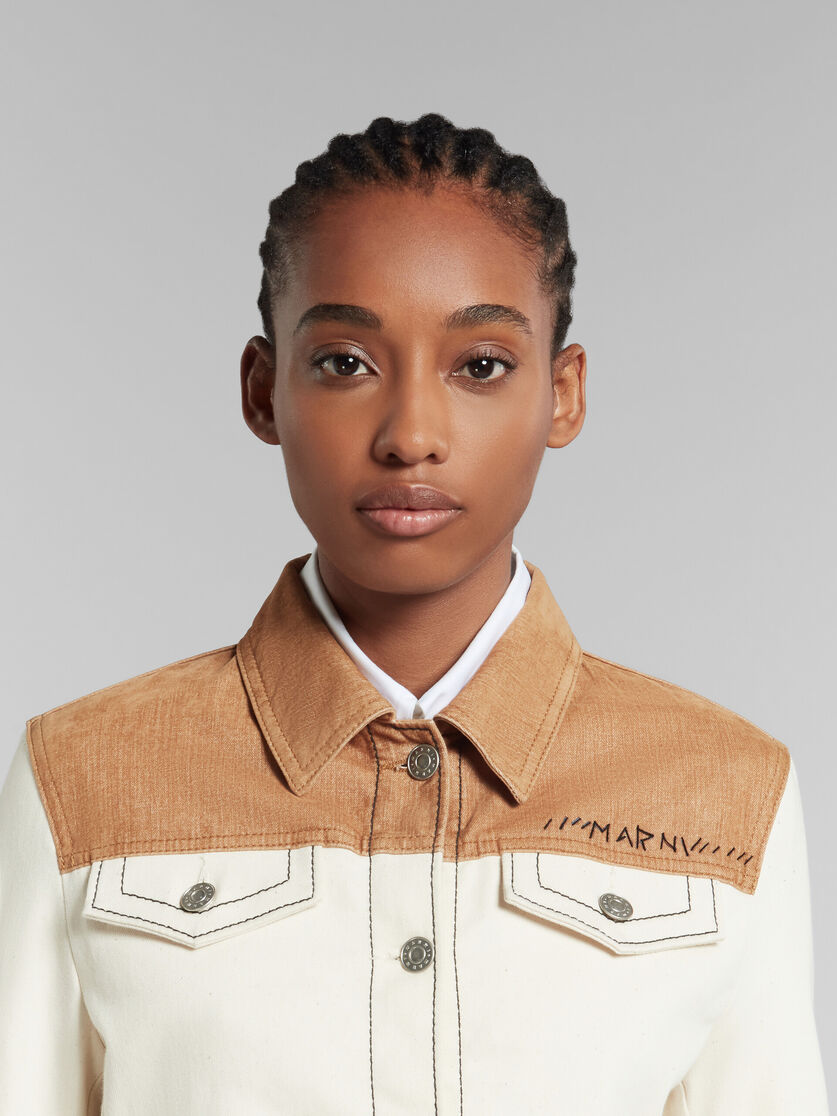 Ecru organic denim trucker jacket with contrast yoke Marni