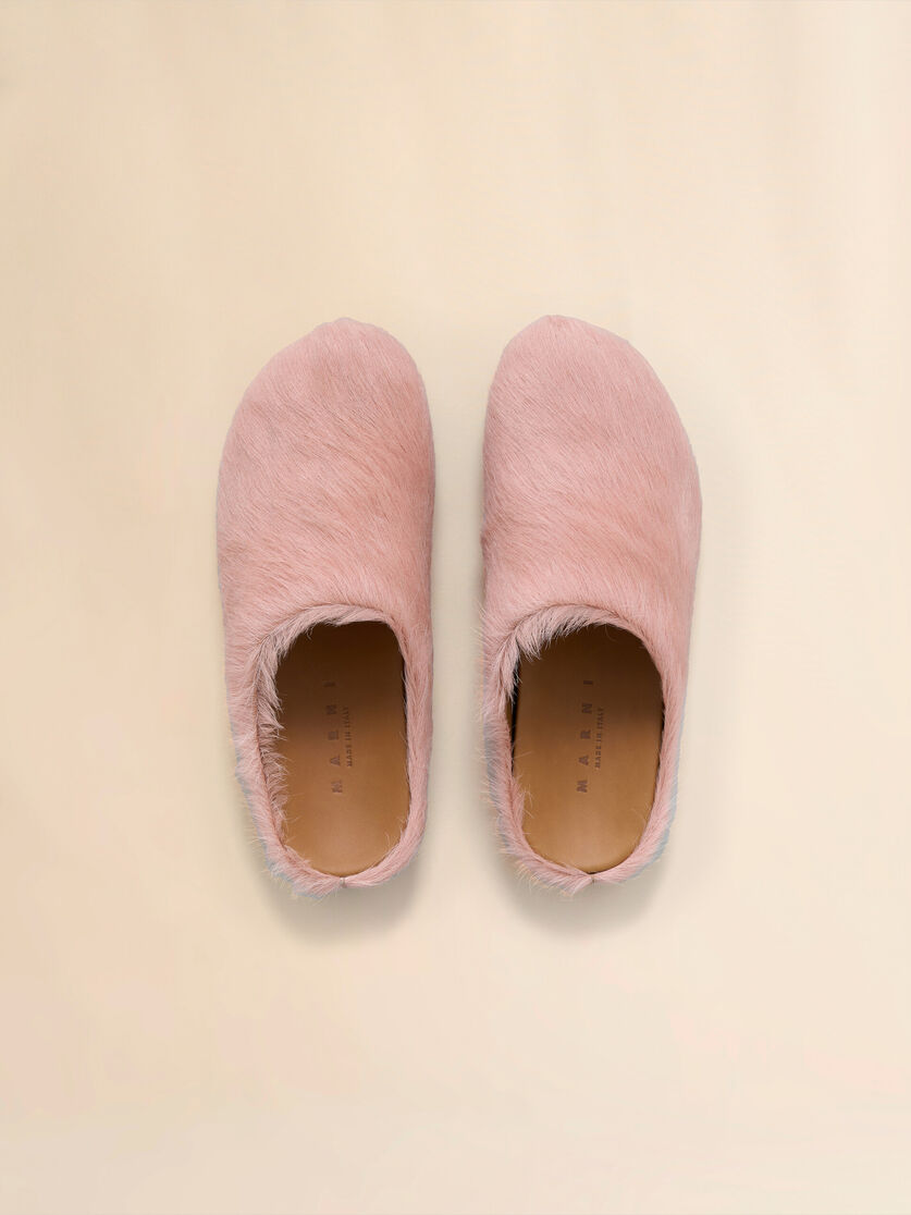 Blue long-hair calfskin Fussbett sabot - Clogs - Image 4