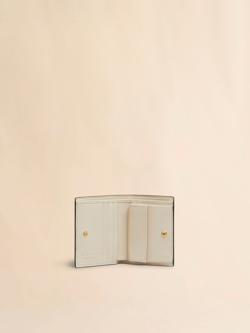Striped light blue leather bi-fold wallet with Marni Symbol - Wallets - Image 2