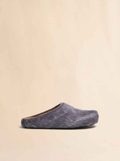 Grey long-hair calfskin Fussbett sabot - Clogs