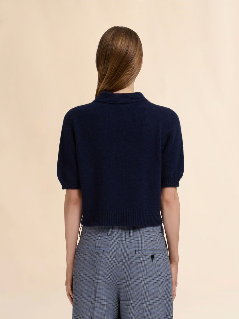 Grey cashmere polo jumper with Marni patch - Shirts - Image 3