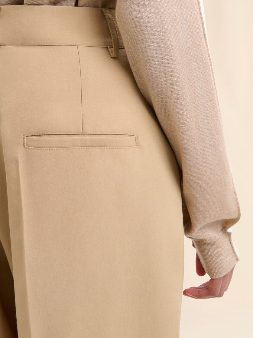 Soft beige wool blend trousers with Marni Symbol - Pants - Image 4