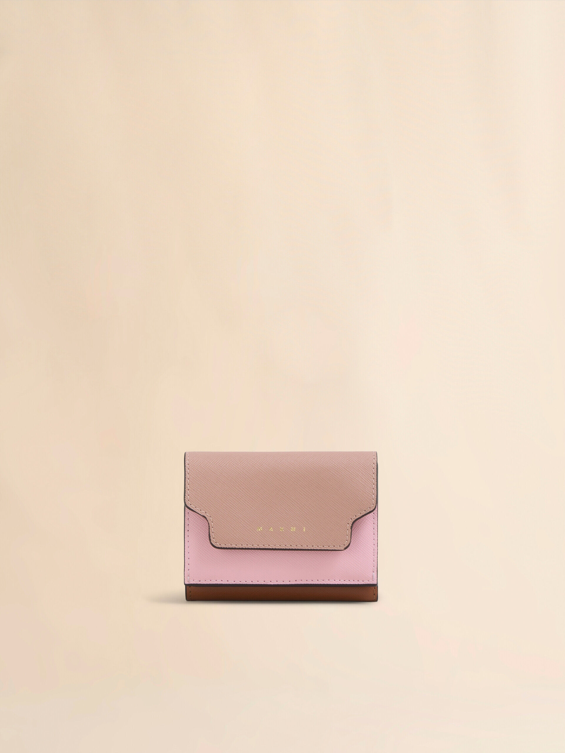 【新品未使用】マルニ 三つ折り財布 ウォレット ピンクブラウン MARNI アンティークピンク ピンク ブラウン サフィアーノレザー製 三