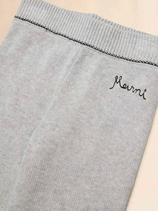 Gray cotton knit joggers with embroidered logo - Pants