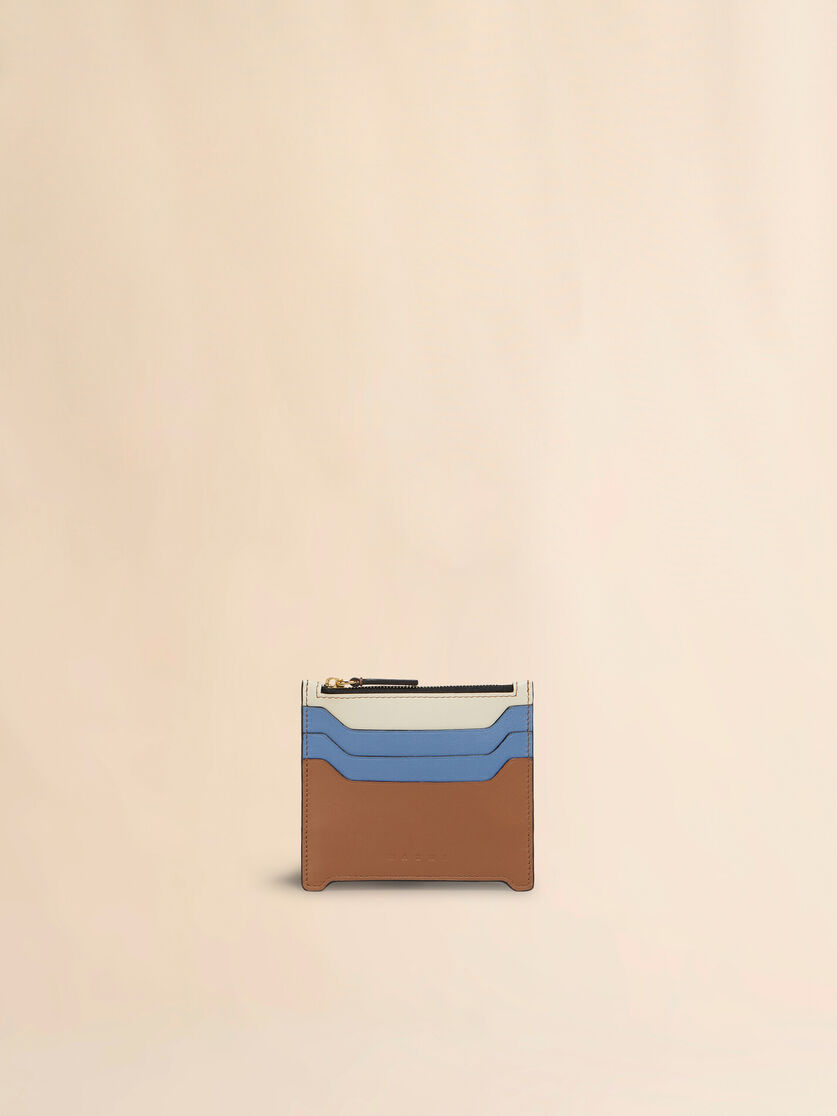 Blue, light blue, and beige leather Trunkaroo cardholder - Wallets - Image 1