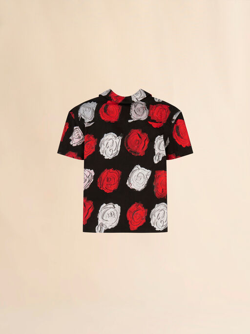 Camicia da bowling in popeline nero con stampa Mercury - Camicie
