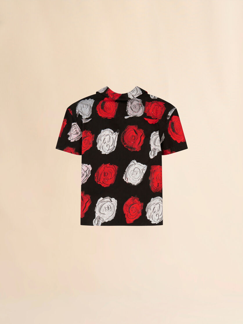 Black poplin bowling shirt with Mercury print - Shirts - Image 1