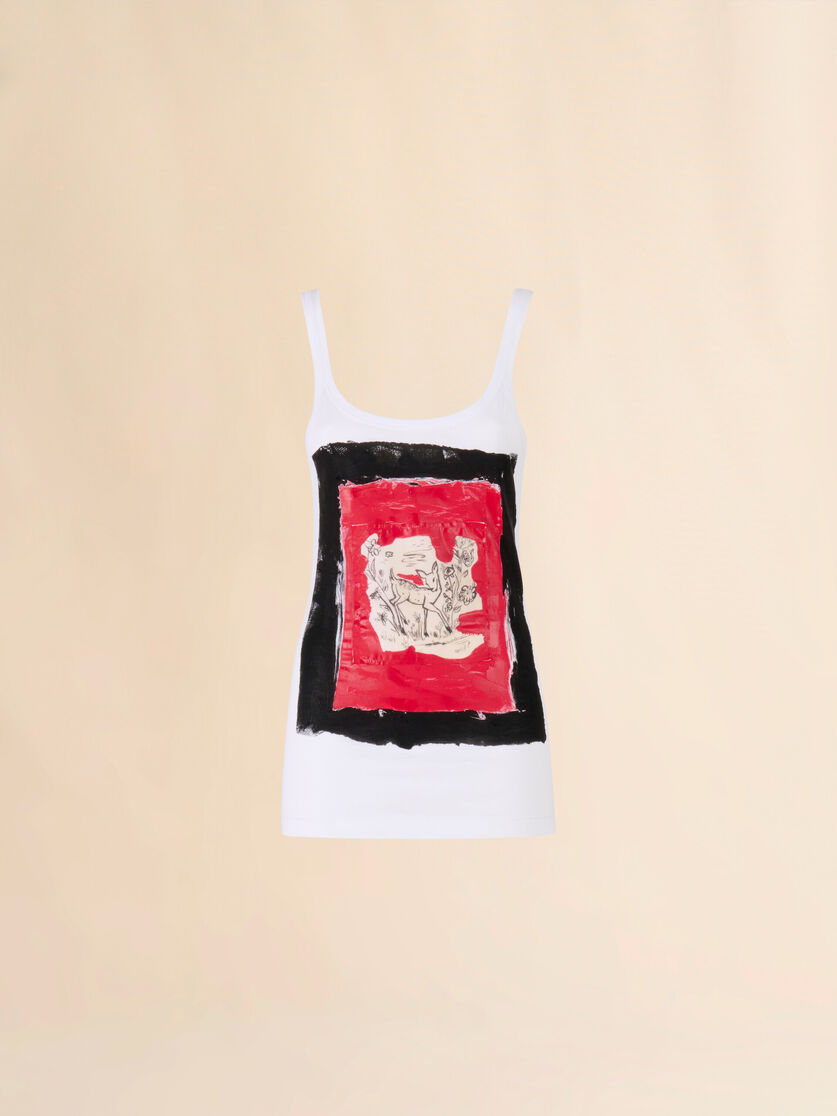 Weißes Baumwolltop mit Hirsch-Print - T-shirts - Image 1