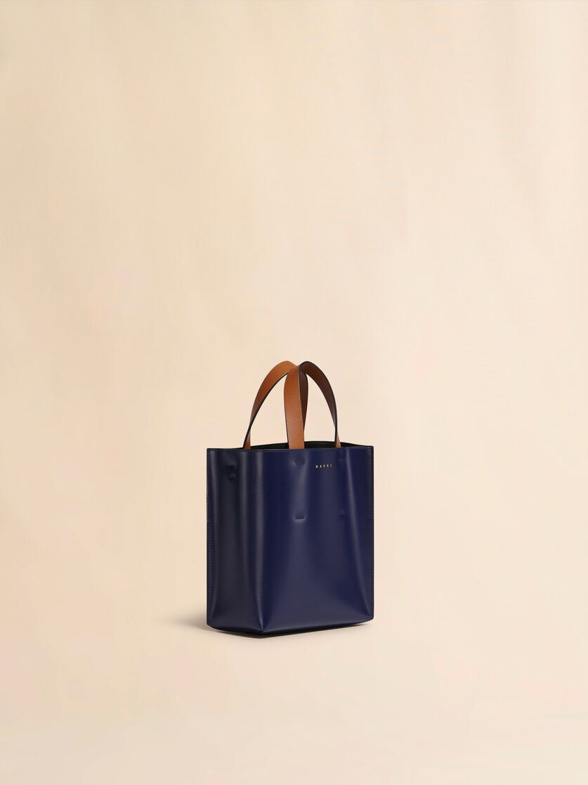 MUSEO mini bag in blue and white leather - Shopping Bags - Image 5