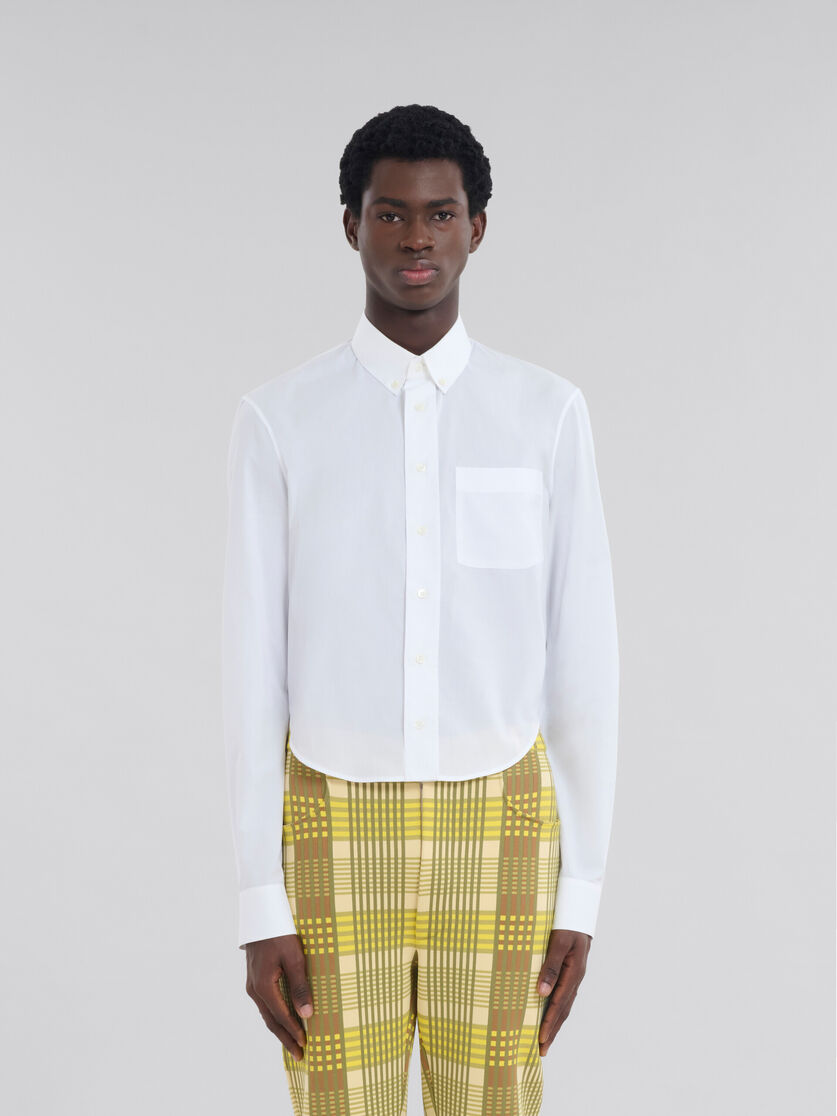 White organic poplin shirt with cropped hem | Marni
